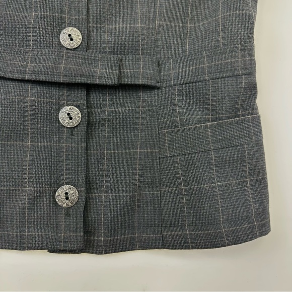 Suzy Shier charcoal plaid vest Womens lined Office Academia Menswear - Picture 7 of 14